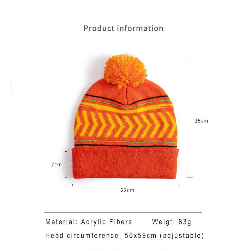 Custom Acrylic Fibers Jacquard Beanies With Hairball